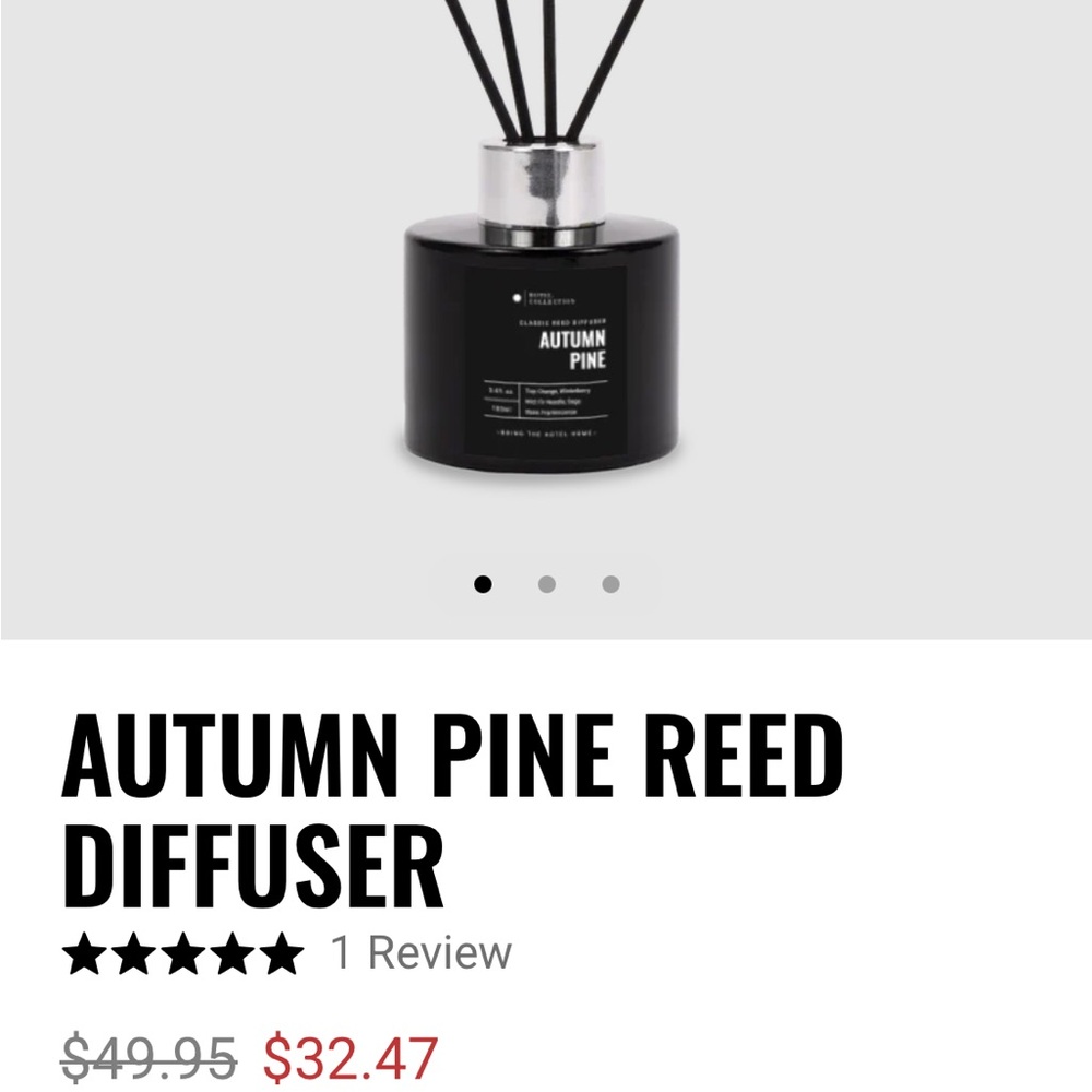 Hotel Collection Black Reed Diffuser Set with Matching Box, Autumn Pine - Picture 6 of 7